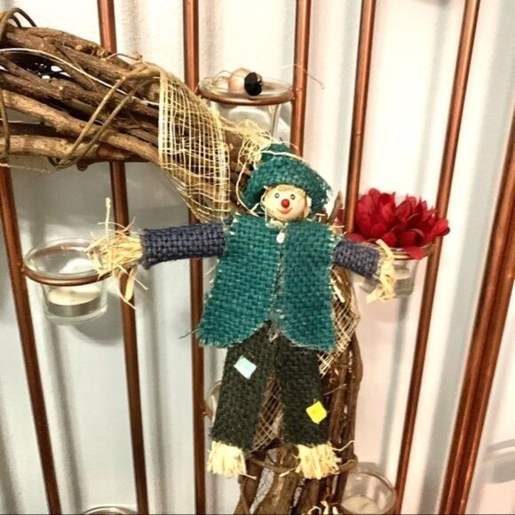 Thanksgiving Fall Scarecrow Wreath Autumn Holiday Decor - Picture 3 of 6